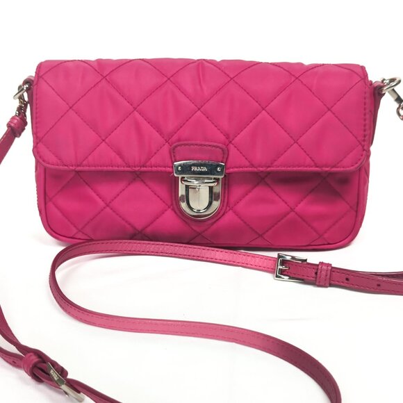 PRADA Tessuto Impunto Crossbody Shoulder Bag - Ibisco Pink - Picture 9 of 15